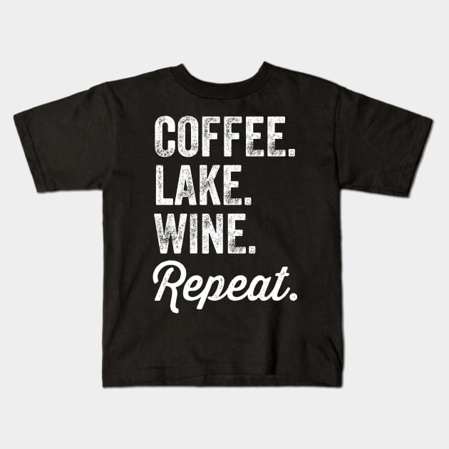 Coffee Lake Wine Repeat Kids T-Shirt by captainmood